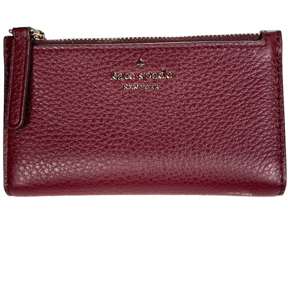 Kate Spade Jackson Shoulder Bag & Wallet Medium Flap Pebbled Leather Cherrywood - Picture 11 of 16